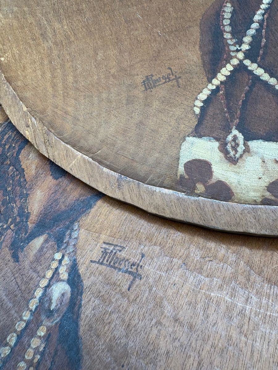 PAIRE DE PORTRAITS SUR BOIS PEINT PAR ROGER ROUSSEL DES ANNÉES 1949-photo-2