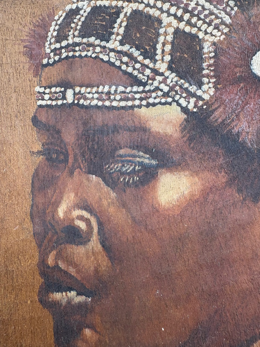 PAIRE DE PORTRAITS SUR BOIS PEINT PAR ROGER ROUSSEL DES ANNÉES 1949-photo-4