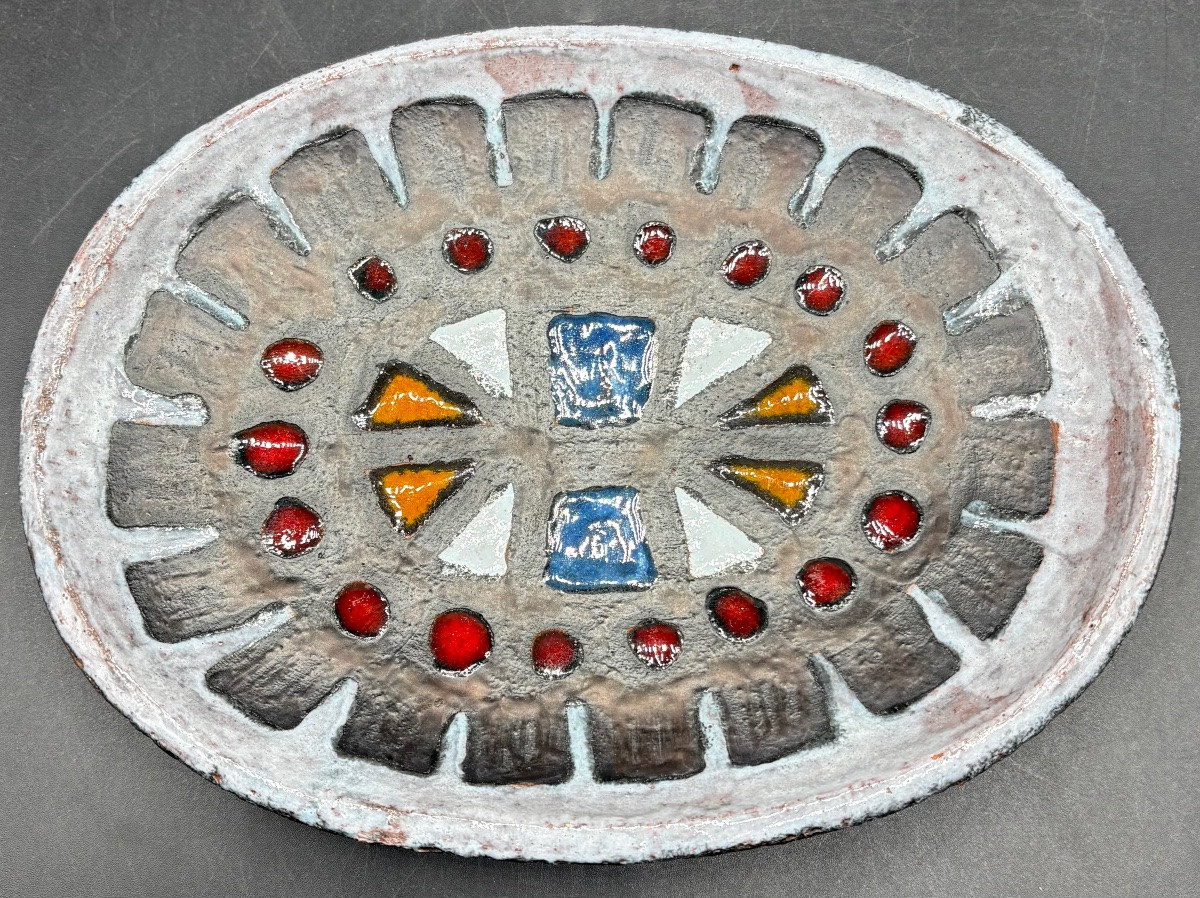 1950s/60s Coloured Glazed Stoneware Bowl Signed By Pérignem-photo-3