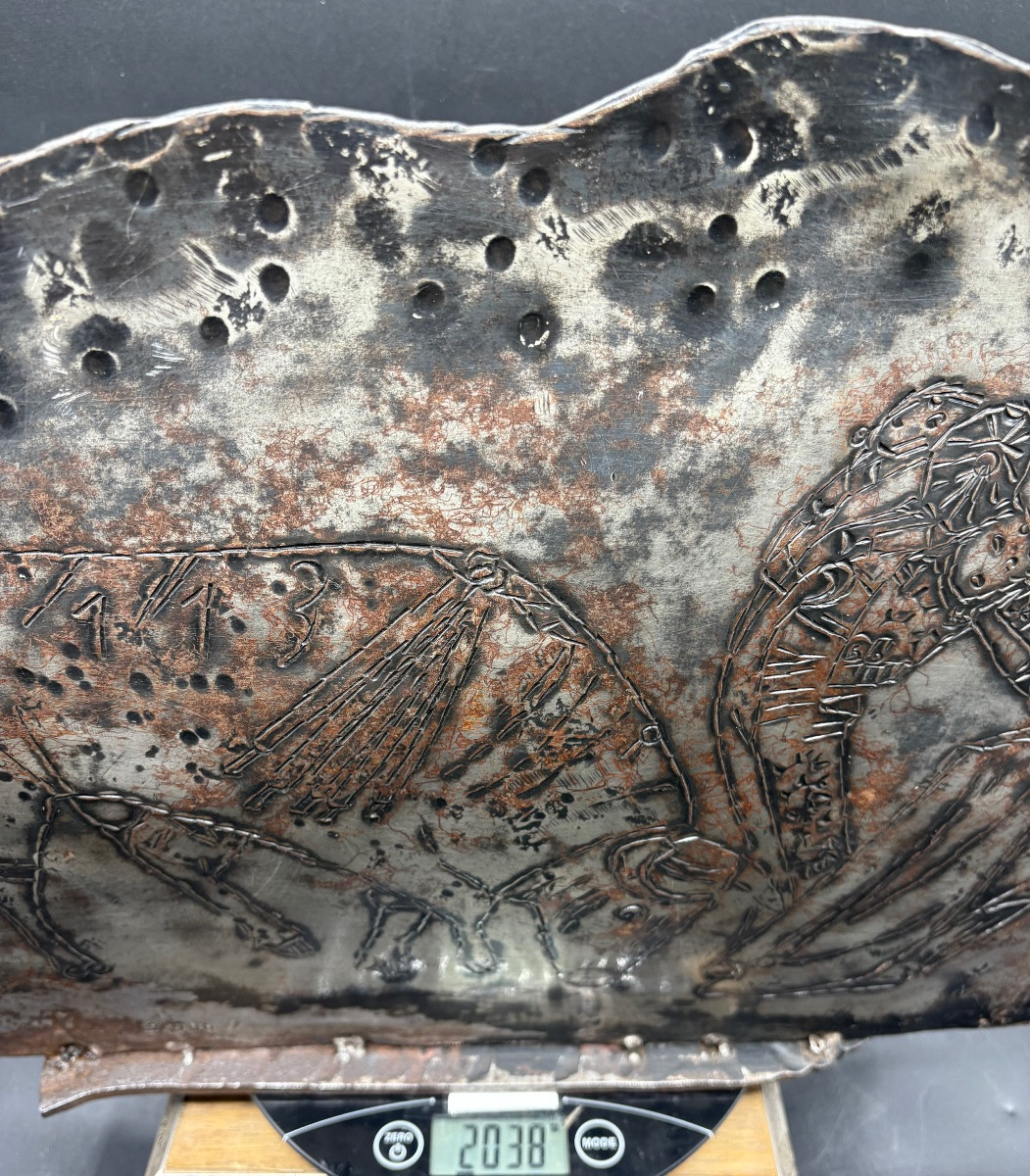 Wrought Iron Plaque Engraved With Patination From The 2006s Signed Ta On Bullfighting -photo-7