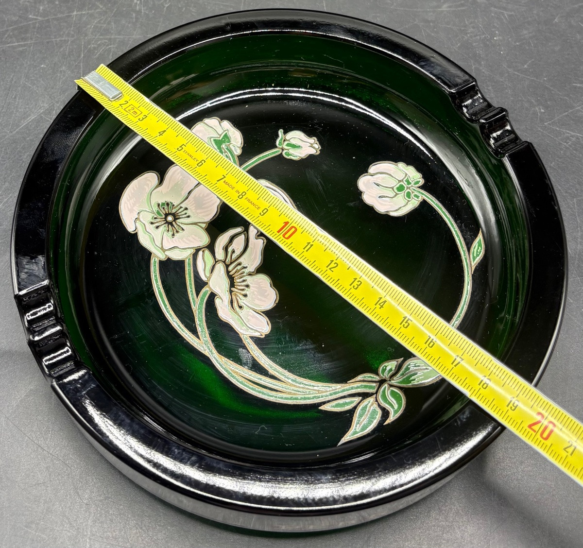 CENDRIER PUBLICITAIRE EN VERRE SOUFFLÉ MOULÉ ÉMAILLÉ POUR PERRIER JOUËT VERS 1960-photo-6