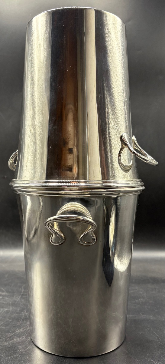A Pair Of 1930s Silver-plated Champagne Or Other Half Buckets By Vuillermet-photo-2