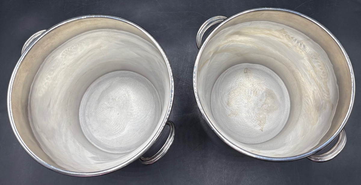 A Pair Of 1930s Silver-plated Champagne Or Other Half Buckets By Vuillermet-photo-3