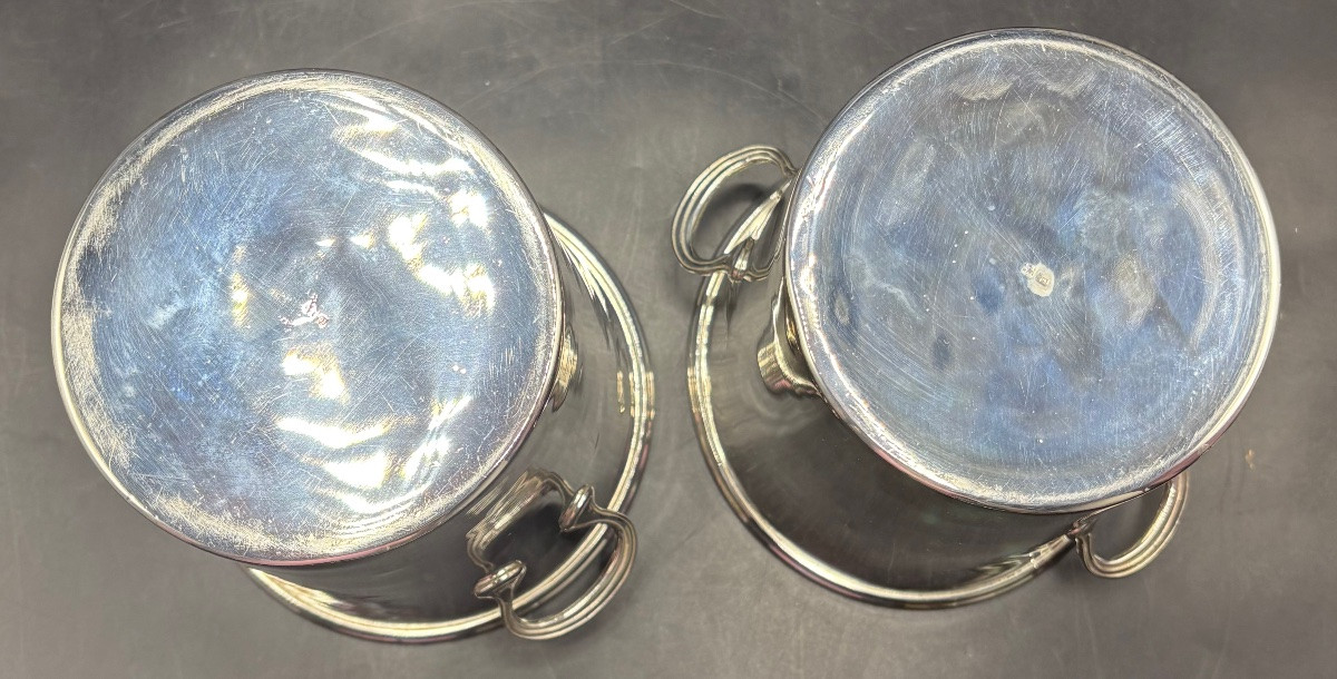 A Pair Of 1930s Silver-plated Champagne Or Other Half Buckets By Vuillermet-photo-4