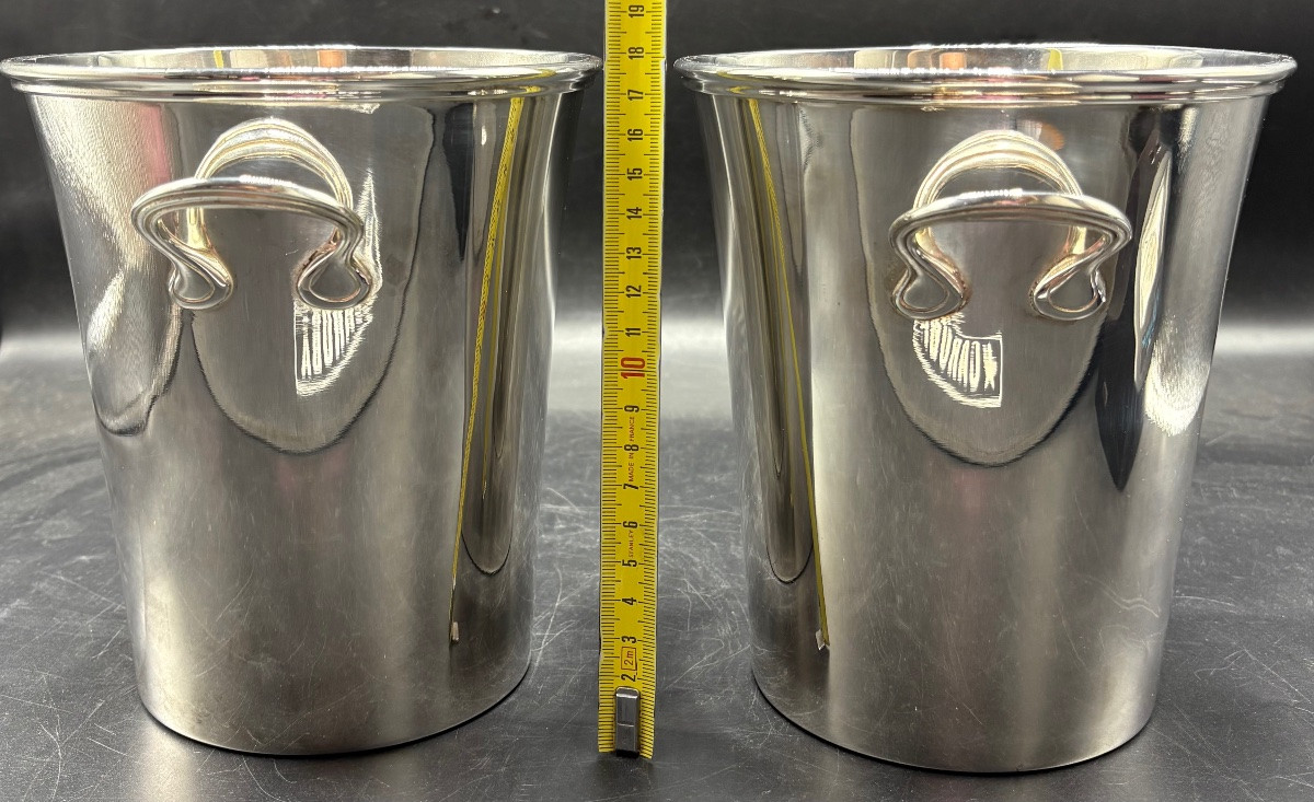 A Pair Of 1930s Silver-plated Champagne Or Other Half Buckets By Vuillermet-photo-5