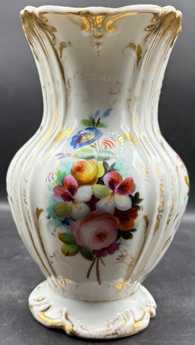 GROS PICHET EN PORCELAINE ÉMAILLÉE PEINT ET DORÉE VERS 1870 VIEUX PARIS -photo-2