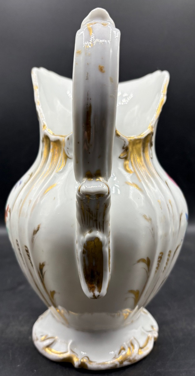 GROS PICHET EN PORCELAINE ÉMAILLÉE PEINT ET DORÉE VERS 1870 VIEUX PARIS -photo-4