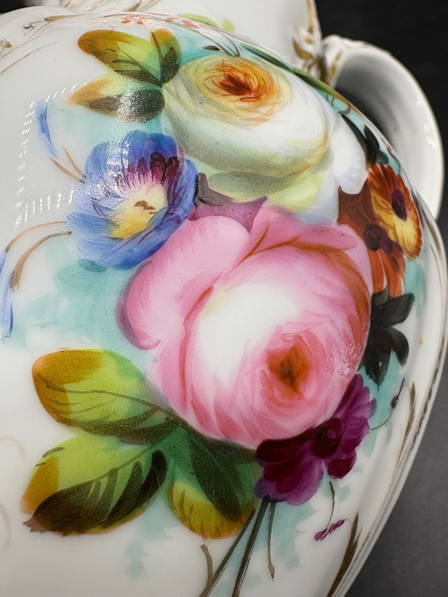 GROS PICHET EN PORCELAINE ÉMAILLÉE PEINT ET DORÉE VERS 1870 VIEUX PARIS -photo-4