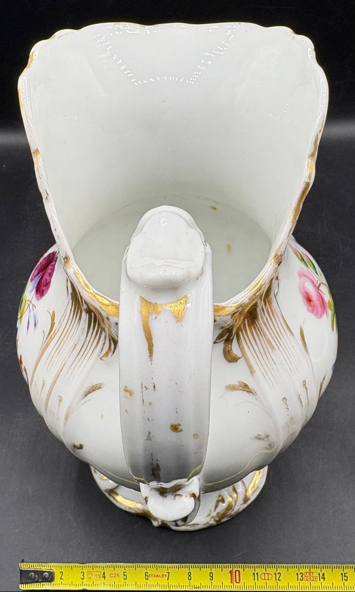GROS PICHET EN PORCELAINE ÉMAILLÉE PEINT ET DORÉE VERS 1870 VIEUX PARIS -photo-6