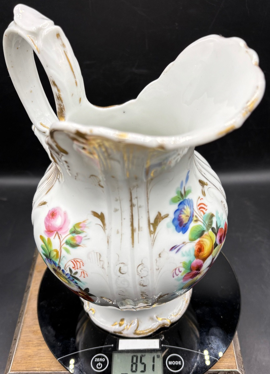 GROS PICHET EN PORCELAINE ÉMAILLÉE PEINT ET DORÉE VERS 1870 VIEUX PARIS -photo-8