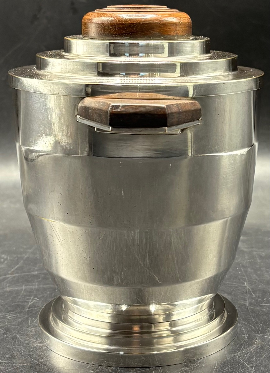 1930s Silver Plated And Rosewood Ice Bucket By Or France -photo-2
