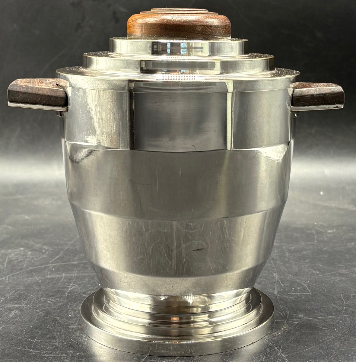 1930s Silver Plated And Rosewood Ice Bucket By Or France -photo-3