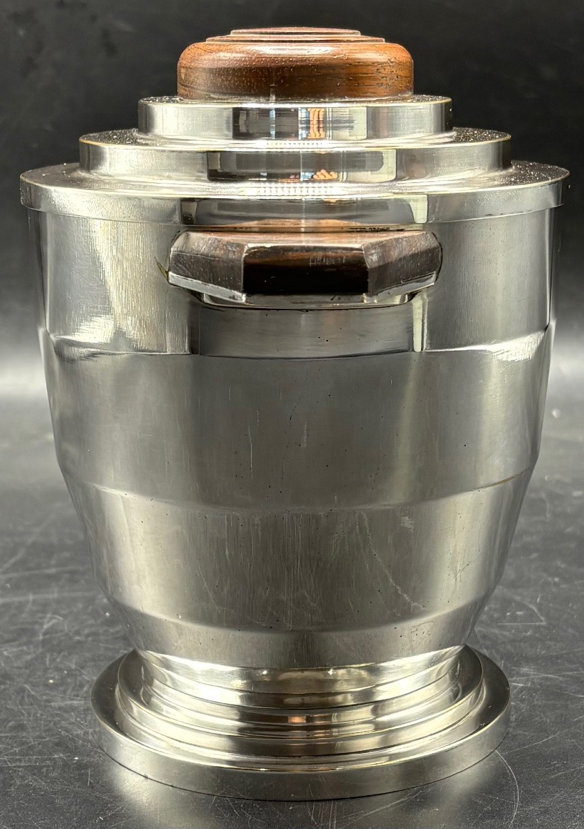 1930s Silver Plated And Rosewood Ice Bucket By Or France -photo-4