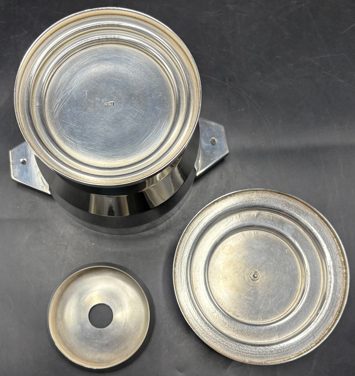 1930s Silver Plated And Rosewood Ice Bucket By Or France -photo-2