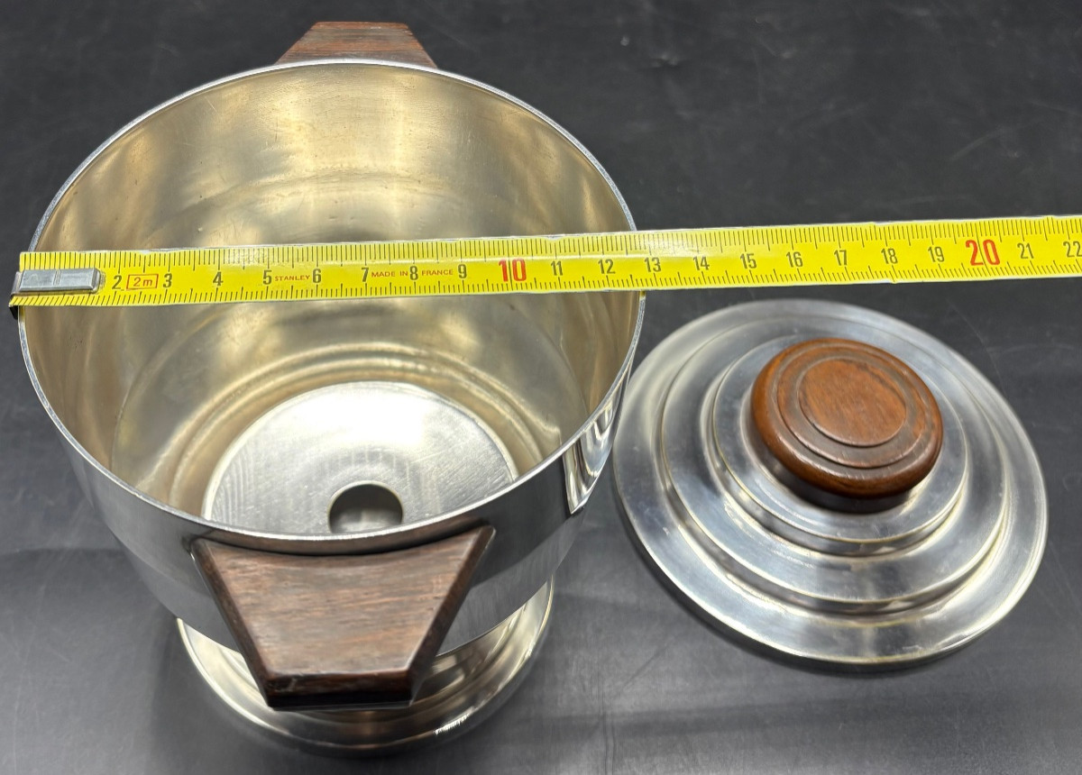 1930s Silver Plated And Rosewood Ice Bucket By Or France -photo-6