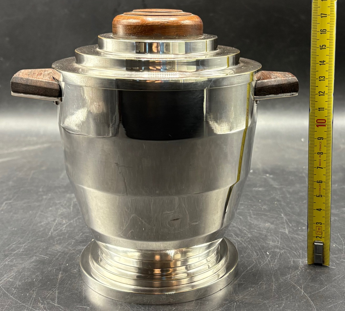 1930s Silver Plated And Rosewood Ice Bucket By Or France -photo-7