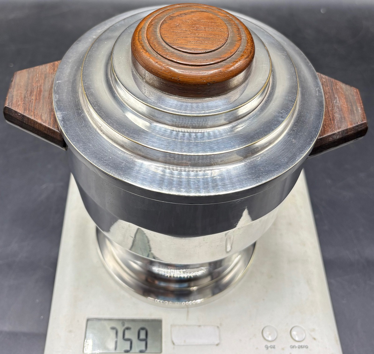 1930s Silver Plated And Rosewood Ice Bucket By Or France -photo-8