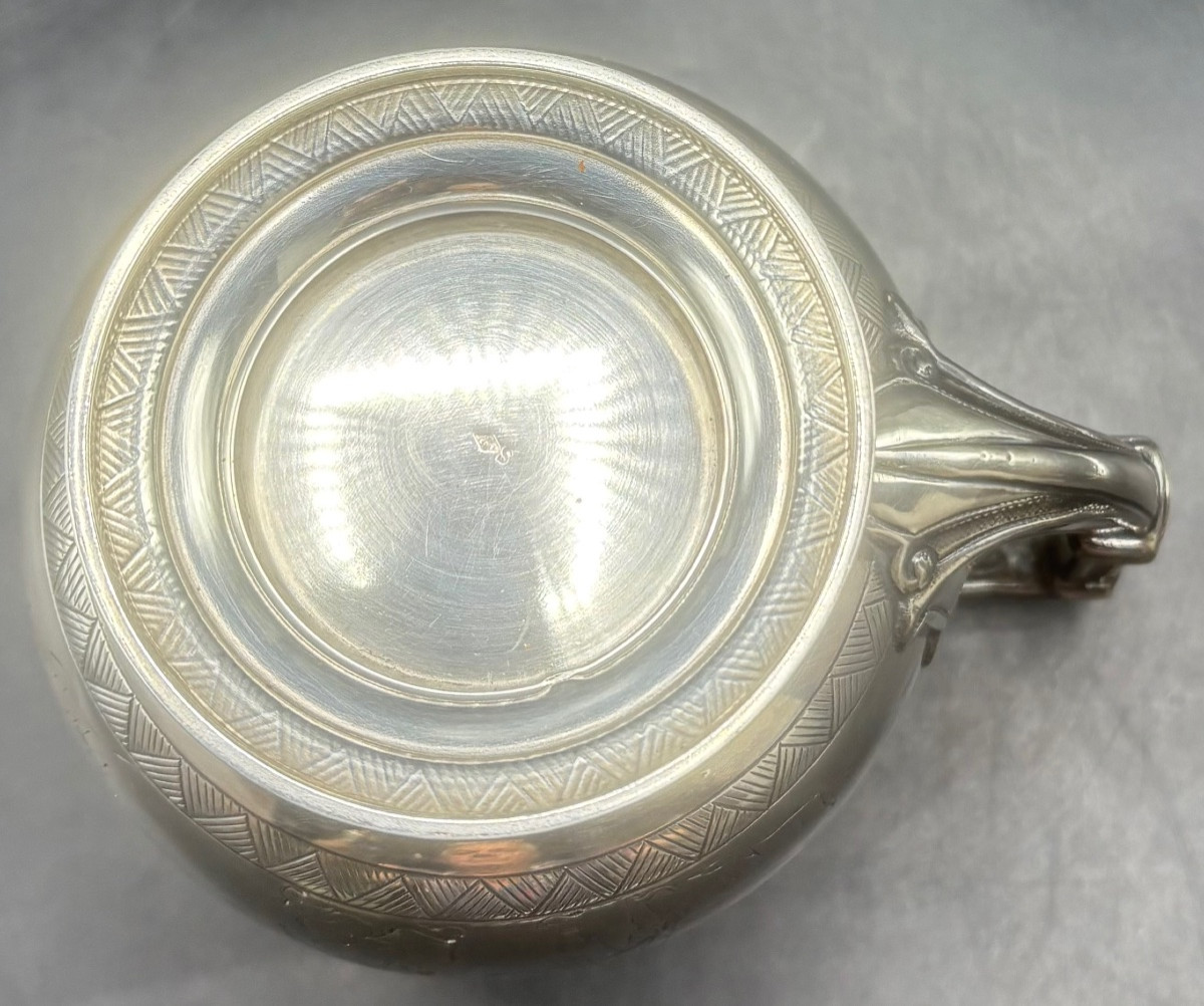 1900s Engraved Sterling Silver Milk Jug By Tétard-photo-1