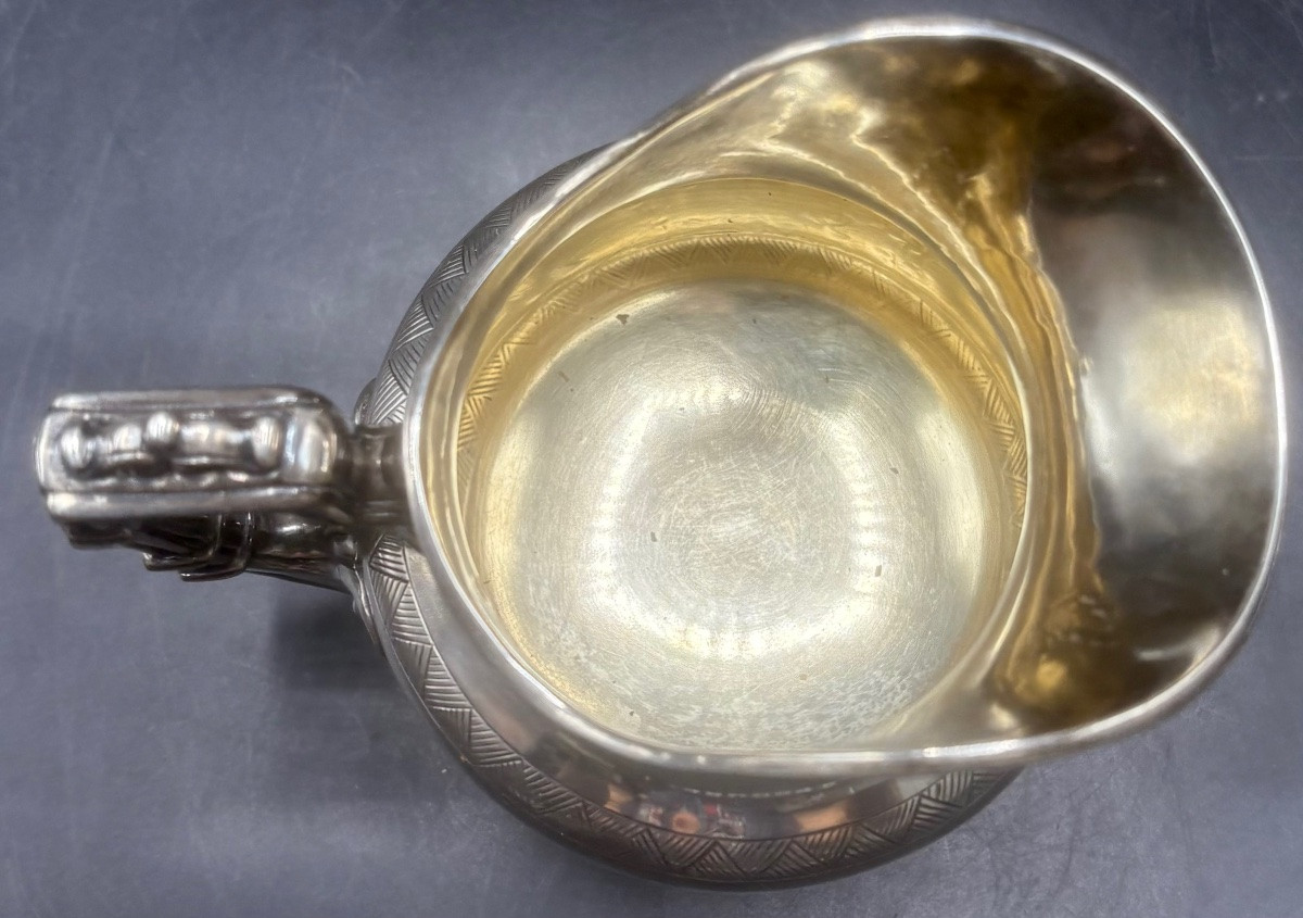 1900s Engraved Sterling Silver Milk Jug By Tétard-photo-2