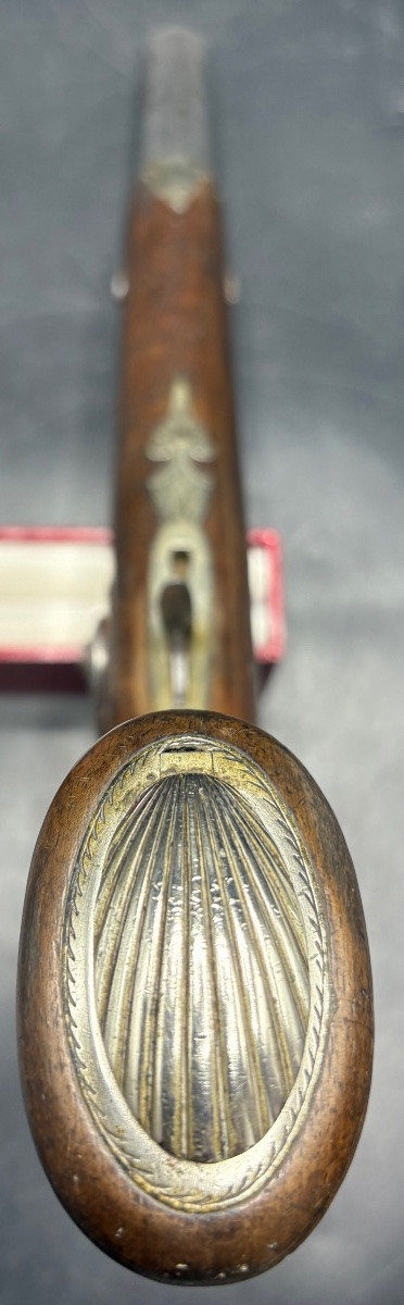 18th Century Pistol From The Southwest Walnut Chiseled Wrought Iron Solid Silver French -photo-3