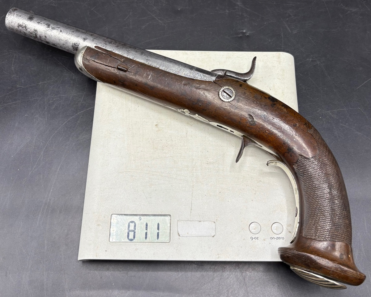 18th Century Pistol From The Southwest Walnut Chiseled Wrought Iron Solid Silver French -photo-8