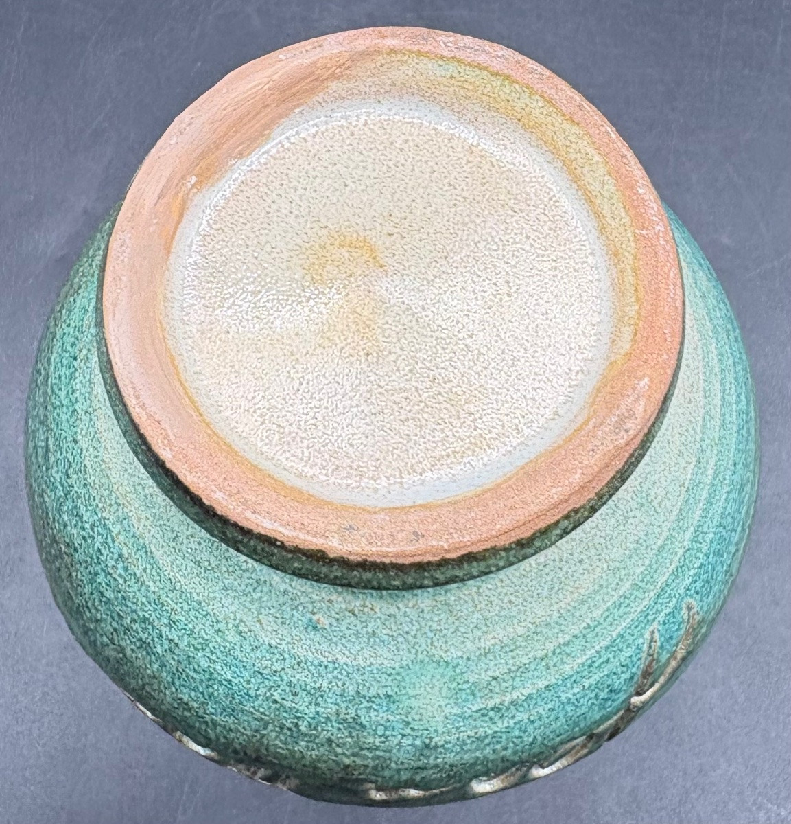 Soliflore Vase In Threaded Glazed Terracotta From The 1970s/80s Signed By Jean Marais -photo-1