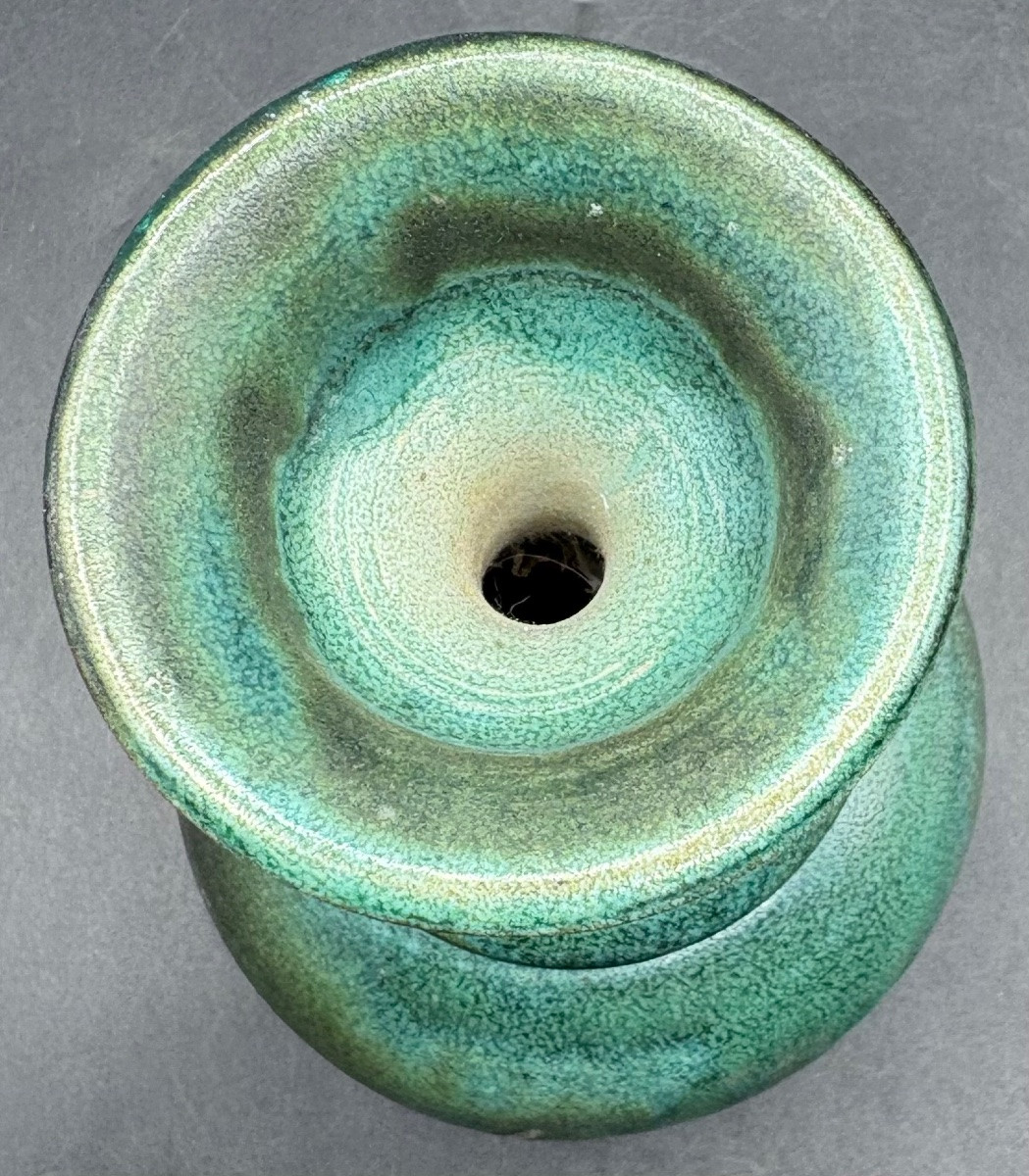 Soliflore Vase In Threaded Glazed Terracotta From The 1970s/80s Signed By Jean Marais -photo-2