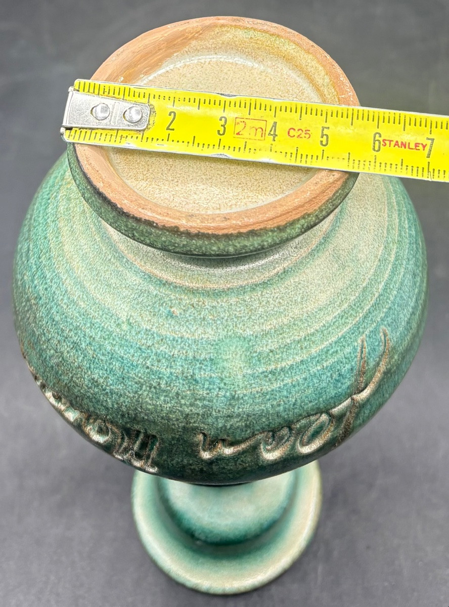 Soliflore Vase In Threaded Glazed Terracotta From The 1970s/80s Signed By Jean Marais -photo-5