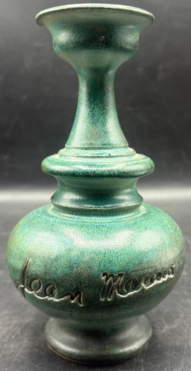 Soliflore Vase In Threaded Glazed Terracotta From The 1970s/80s Signed By Jean Marais 