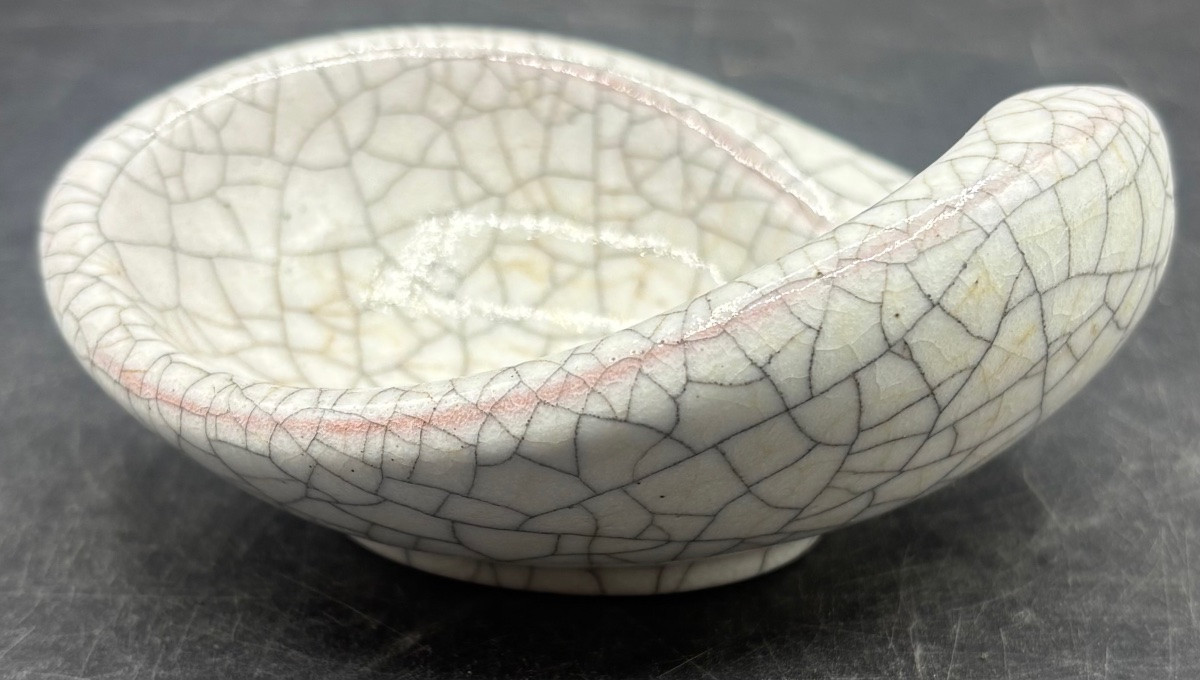 COUPE  « COQUILLAGE «  EN TERRE CUITE ÉMAILLÉE CRAQUELÉE DE L’ANNÉE 1956 PAR KARLSRUHE MAJOLIKA-photo-3