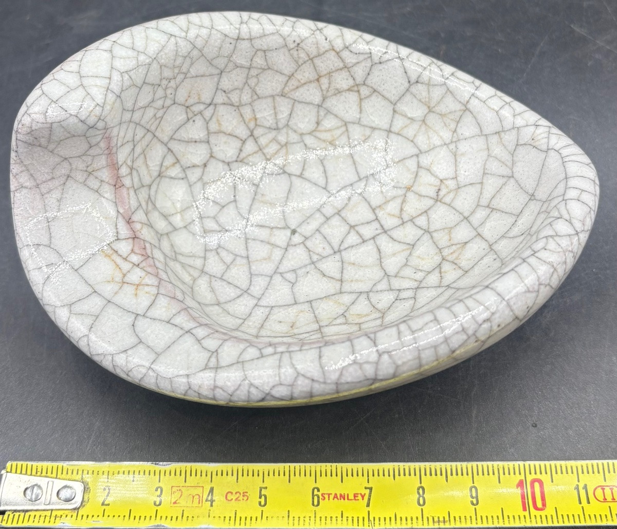 COUPE  « COQUILLAGE «  EN TERRE CUITE ÉMAILLÉE CRAQUELÉE DE L’ANNÉE 1956 PAR KARLSRUHE MAJOLIKA-photo-6
