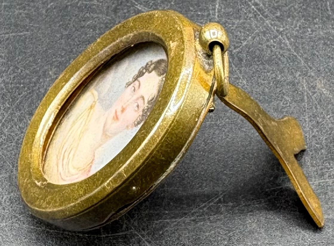 PETIT CADRE EN BRONZE AVEC UNE MINIATURE SUR BAKÉLITE DES ANNÉES 1920/30 FRANÇAIS -photo-4