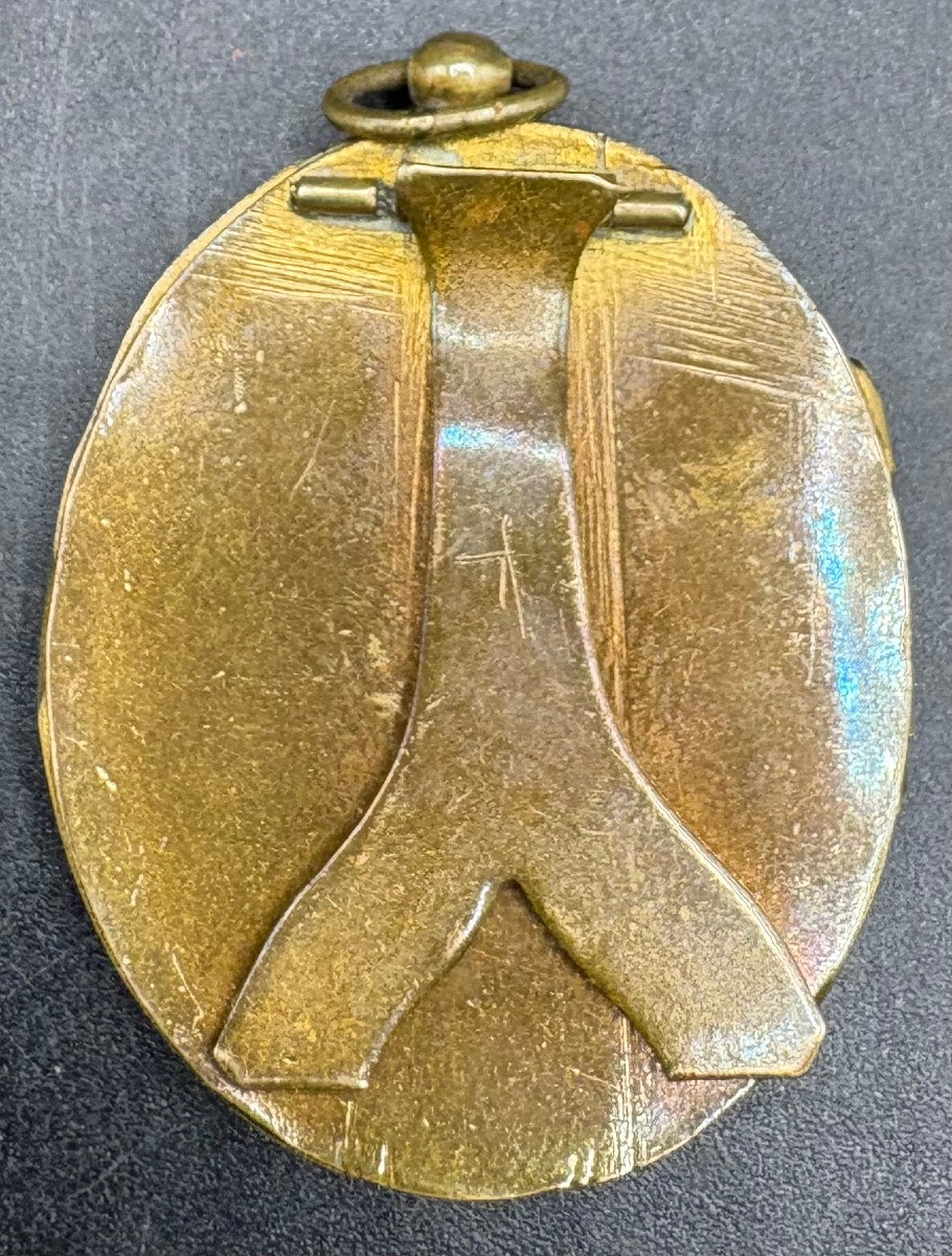 PETIT CADRE EN BRONZE AVEC UNE MINIATURE SUR BAKÉLITE DES ANNÉES 1920/30 FRANÇAIS -photo-1