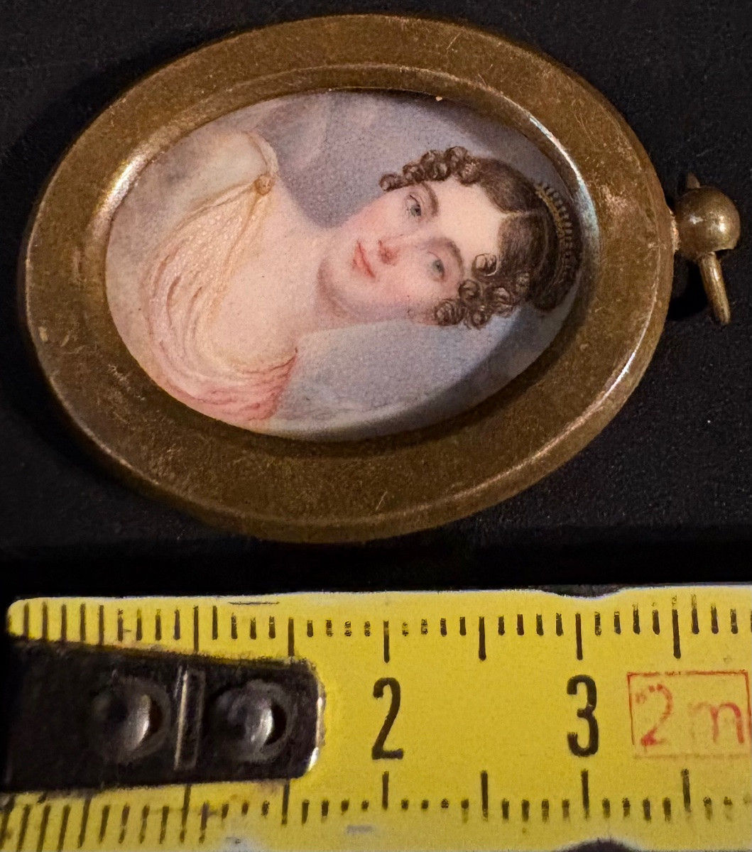 PETIT CADRE EN BRONZE AVEC UNE MINIATURE SUR BAKÉLITE DES ANNÉES 1920/30 FRANÇAIS -photo-5