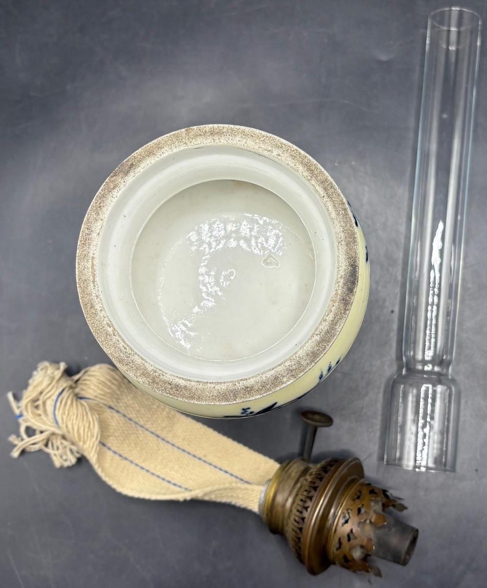 1900s Glazed Porcelain Lamp From Saint Uzes-photo-2