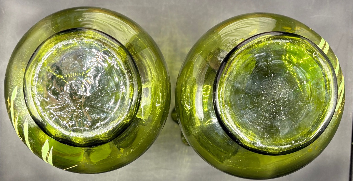 UNE PAIRE DE VASES EN VERRE COLORÉ SOUFFLÉ DES ANNÉES 1920 LEGRAS-photo-3