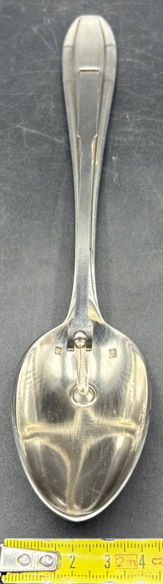 UNE CUILLÈRE À SAUCE GRAS MAIGRE À PISTON EN MÉTAL ARGENTÉ DES 1930 PAR G. B.-photo-3