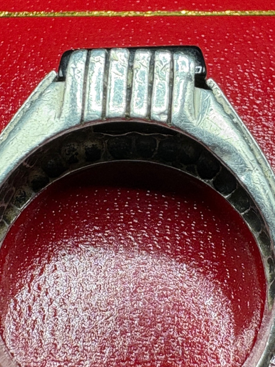 Men's Ring In Solid Silver And European-cut Onyx Plate From The 1930s/40si’m -photo-4