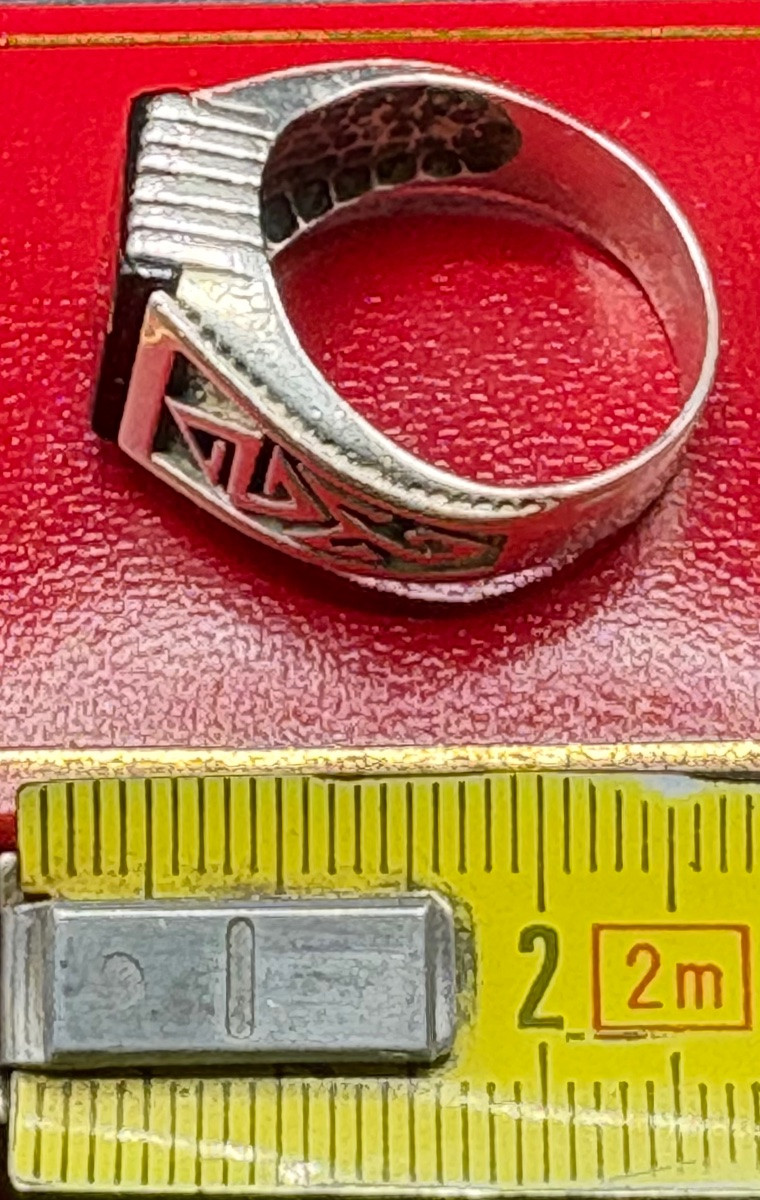 Men's Ring In Solid Silver And European-cut Onyx Plate From The 1930s/40si’m -photo-7