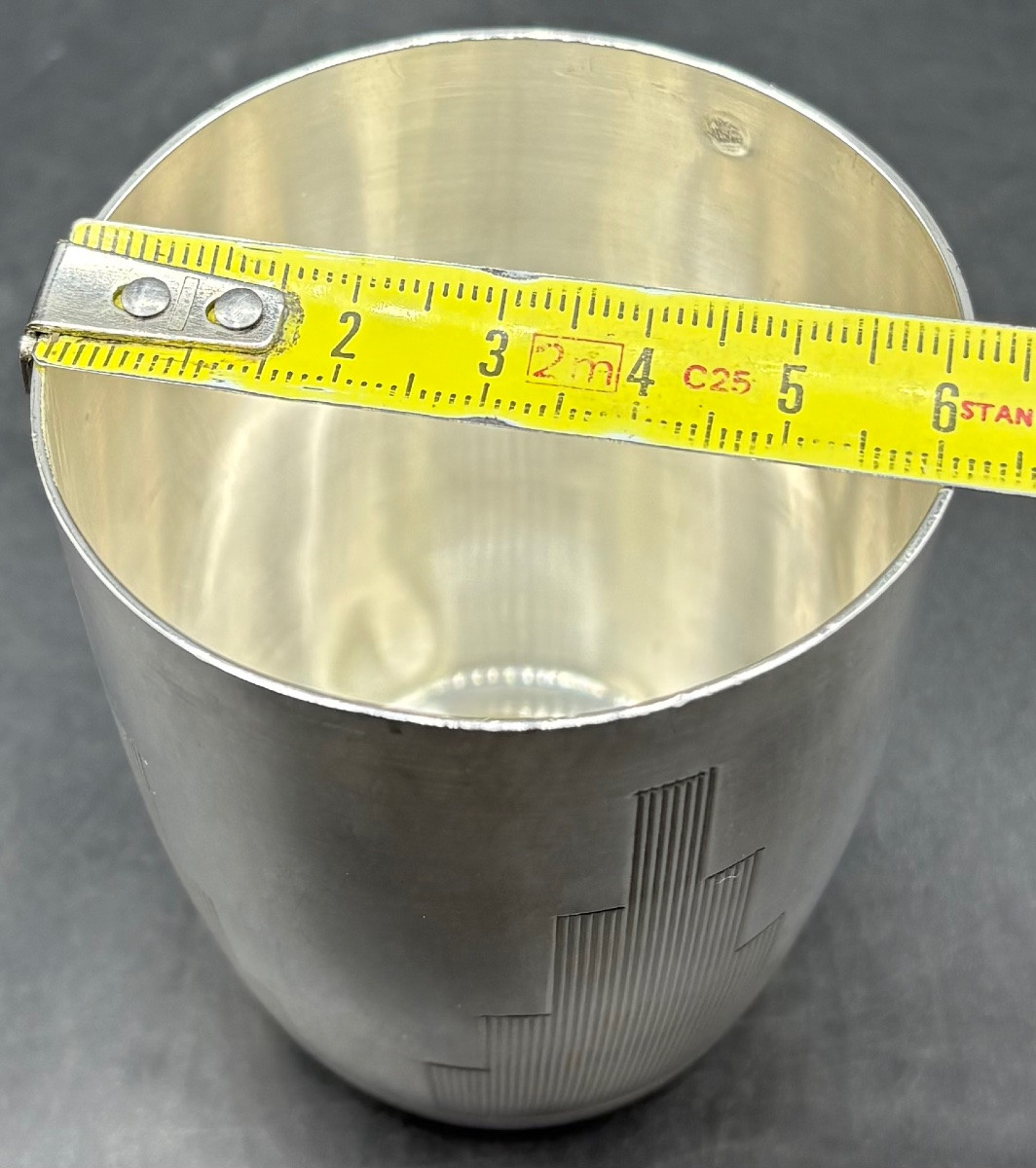 1930s Solid Silver Tumbler By Louis Mazoye -photo-5