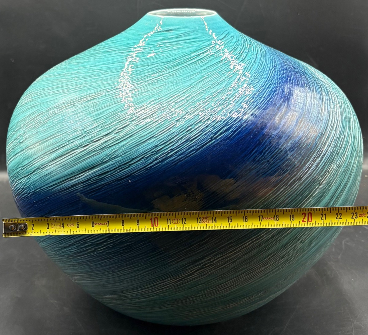 Large Glazed Porcelain Ball Vase From The 1930s/40s From Japan -photo-4