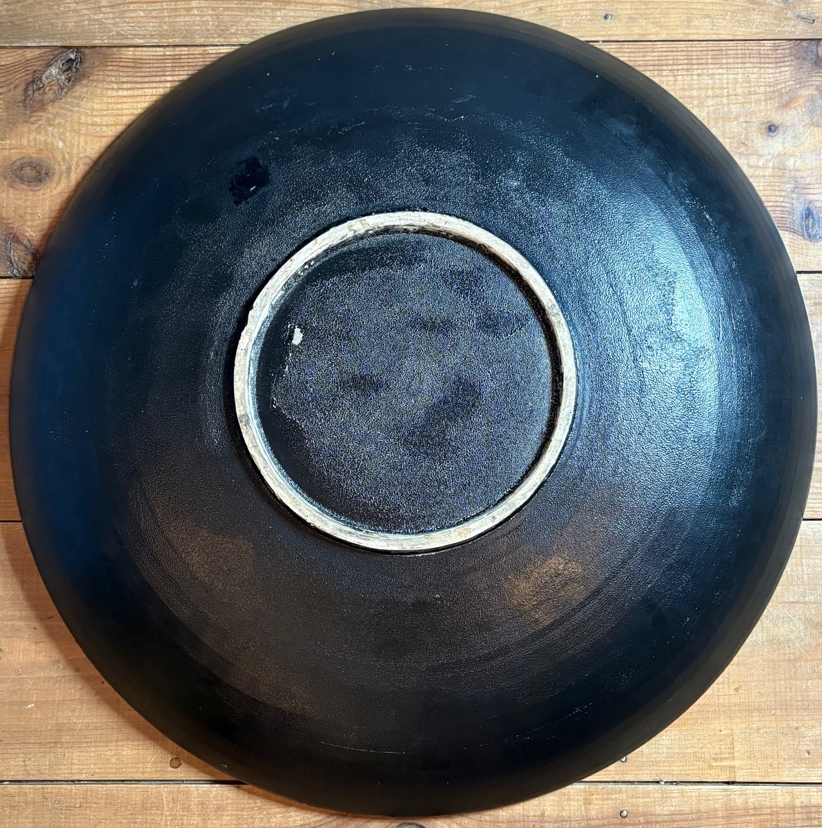 Very Large Glazed Ceramic Dish From The 1960s/70s Signed Bavent-photo-2