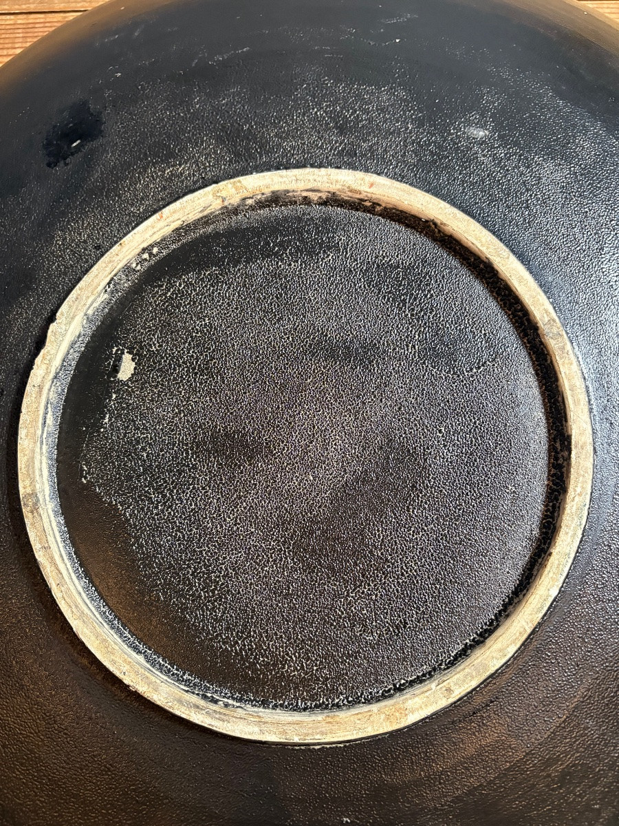 Very Large Glazed Ceramic Dish From The 1960s/70s Signed Bavent-photo-2