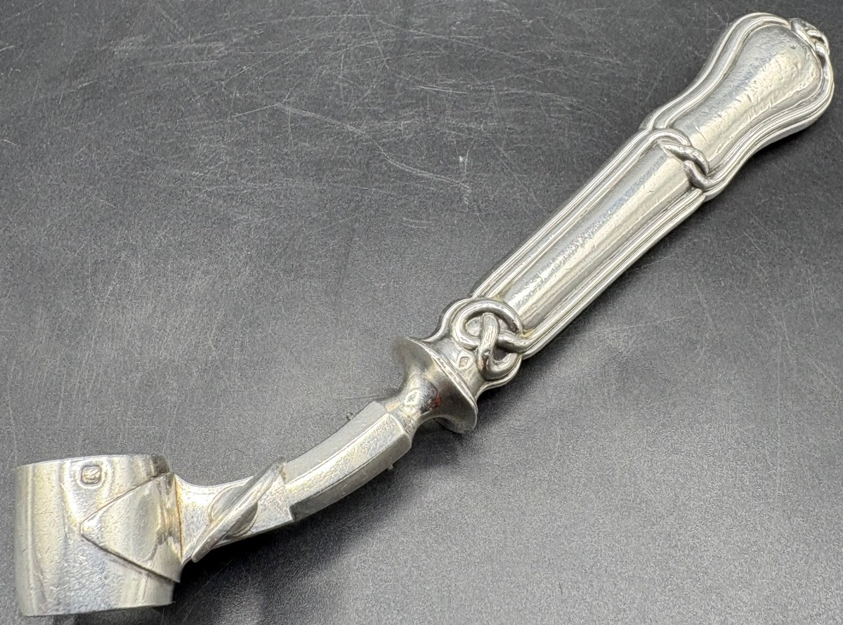 19th Century French Solid Silver Leg Of Got Handle -photo-4
