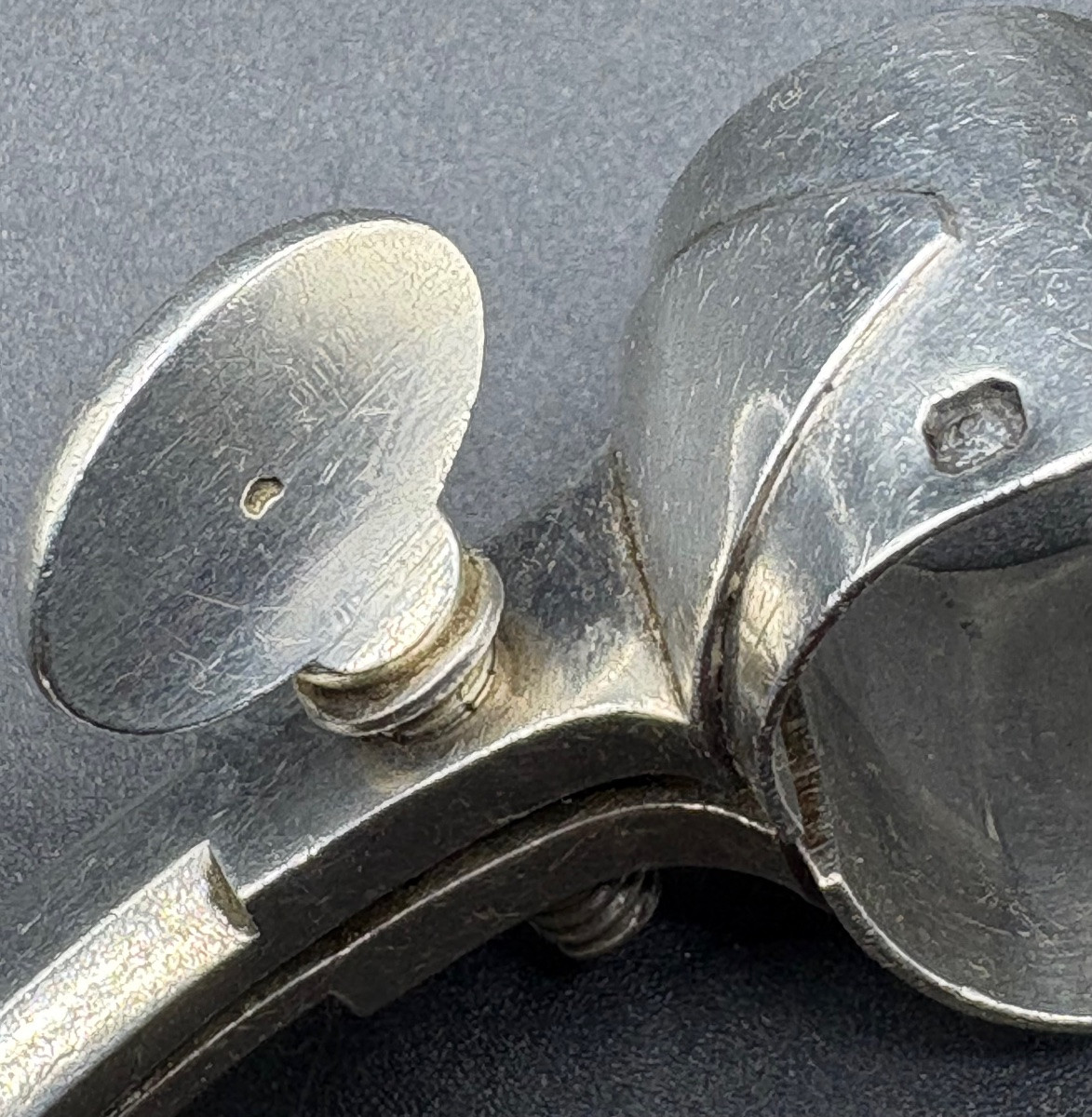 19th Century French Solid Silver Leg Of Got Handle -photo-2