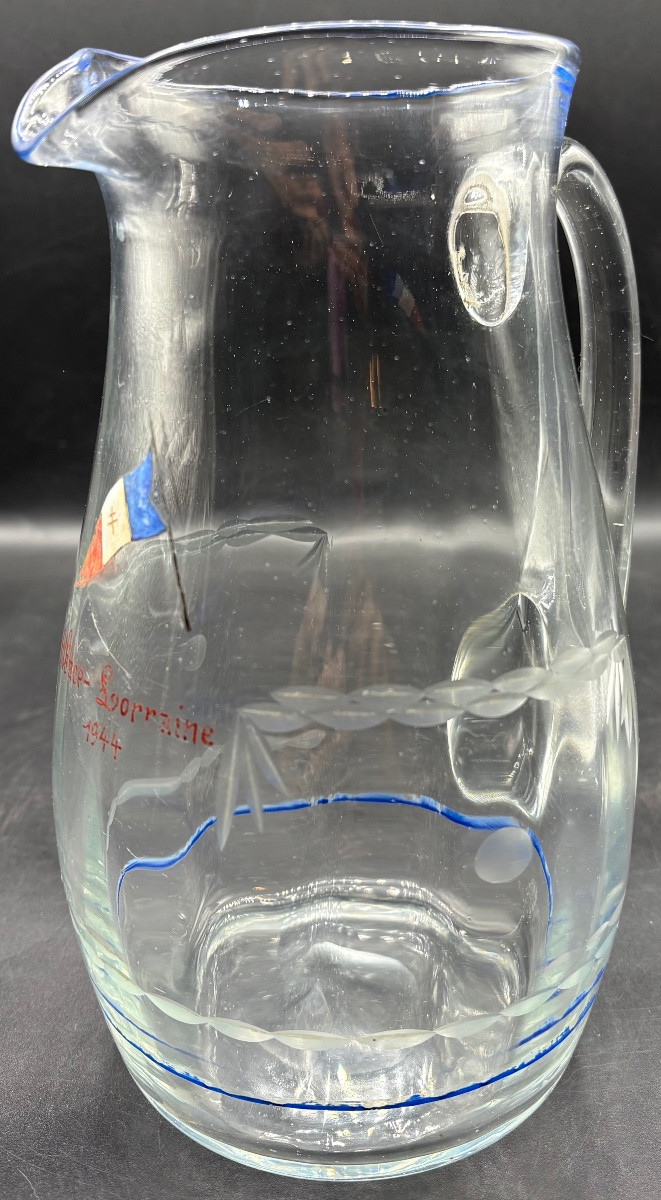 Commemorative Enameled Blown Glass Jug From The Years 1944/45 French -photo-2