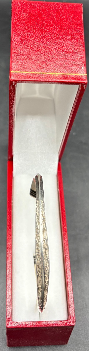 3/4 Bangle Bracelet In Solid Silver And Resin From Mali From The 1980s-photo-4