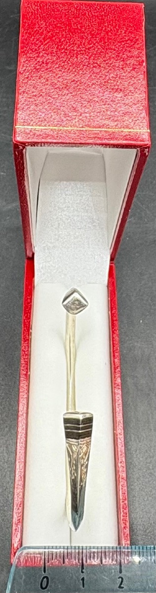 3/4 Bangle Bracelet In Solid Silver And Resin From Mali From The 1980s-photo-6