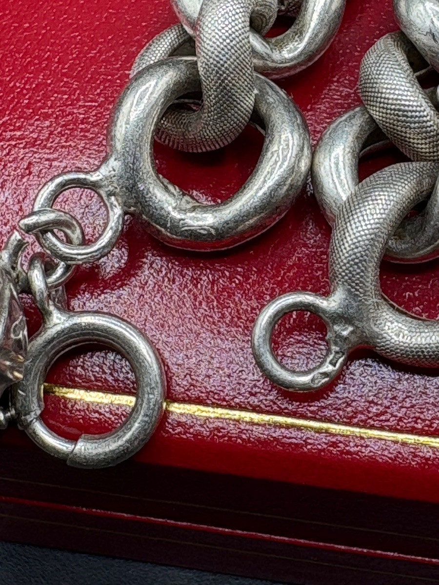 1930s/40s French Sterling Silver Curb Chain Bracelet-photo-1