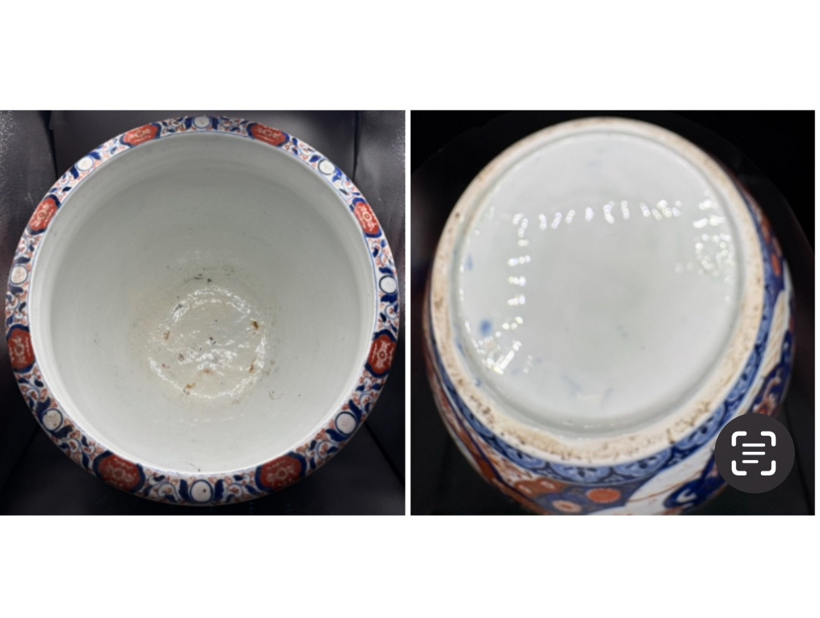 ÉNORME CACHE POT EN PORCELAINE ÉMAILLÉE PEINTE DE SATSUMA DES ANNÉES 1880 JAPONAIS -photo-4